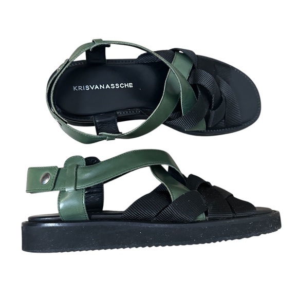 Kris Van Assche Green and Black Sandals 42 (9 Mens) - Picture 1 of 8